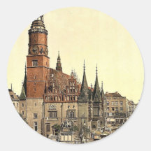 Hôtel de ville, Breslau, Silésie, Allemagne (c.-à- Autocollant Rond