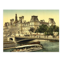 Hotel de ville, Paris, France classic Photochrom Postcards