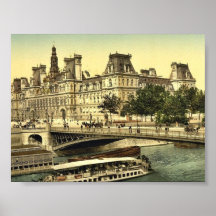 Hotel de ville, Paris, France classic Photochrom Poster