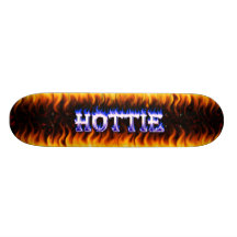 Hottie fire and flames Red marble Custom Skate Board