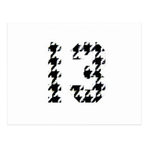 Houndstooth Lucky Number 13 Postcard