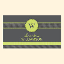 Houndstooth Ribbon Business Cards (grey/lime) business cards