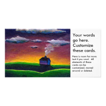 House home sunrise new year peaceful landscape art picture card