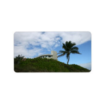 House on Hill with sky and palm tree in Florida Custom Address Labels