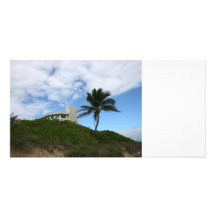 House on Hill with sky and palm tree in Florida Photo Card