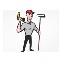 House painter with painting roller paint can personalized announcement