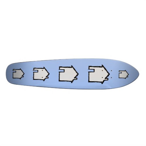 House Sketch. Black and Blue. Custom Skateboard