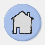 House Sketch. Black and Blue. Fridge Magnets