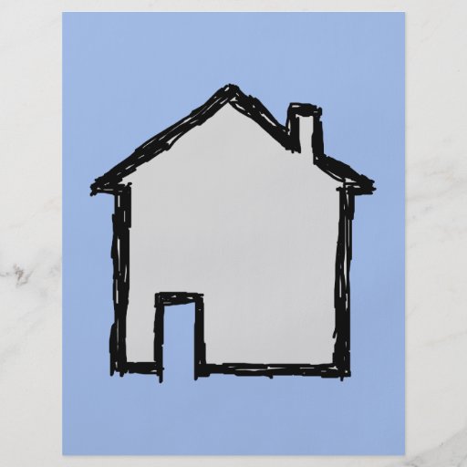 House Sketch. Black and Blue. Full Color Flyer