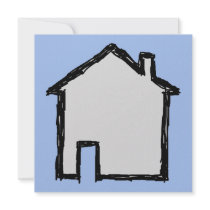 House Sketch. Black and Blue. Custom Announcements