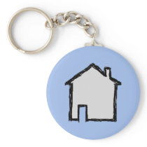 House Sketch. Black and Blue. Keychains