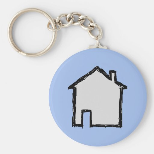 House Sketch. Black and Blue. Keychains