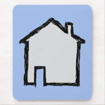 House Sketch. Black and Blue. Mousepads