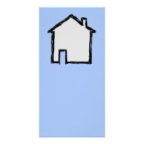 House Sketch. Black and Blue. Photo Greeting Card