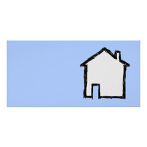 House Sketch. Black and Blue. Picture Card