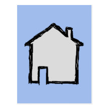 House Sketch. Black and Blue. Postcards