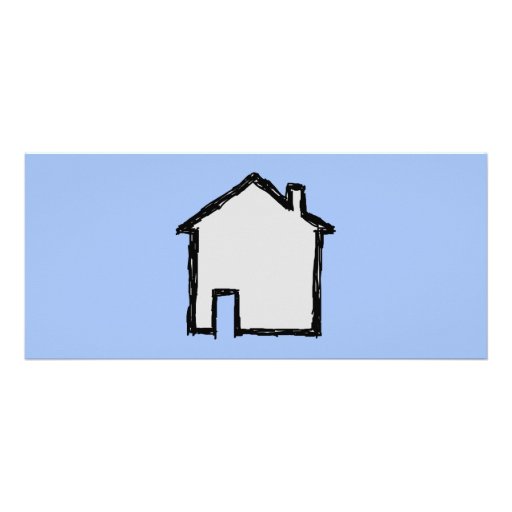 House Sketch. Black and Blue. Rack Cards