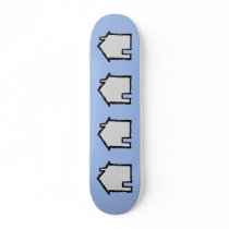 House Sketch. Black and Blue. Skateboard