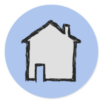 House Sketch. Black and Blue. Sticker