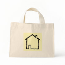 House Sketch. Black and Cream. Canvas Bags
