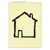 House Sketch. Black and Cream. Greeting Cards