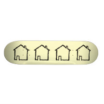 House Sketch. Black and Cream. Custom Skate Board
