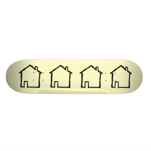 House Sketch. Black and Cream. Custom Skate Board
