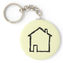 House Sketch. Black and Cream. Key Chains