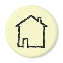 House Sketch. Black and Cream. Refrigerator Magnet