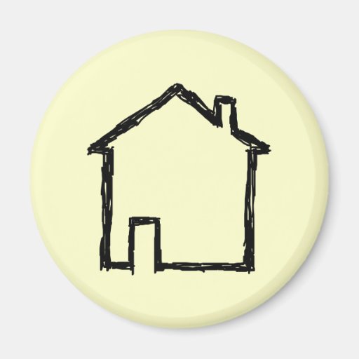 House Sketch. Black and Cream. Refrigerator Magnet