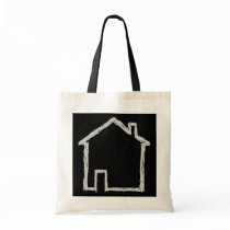 House Sketch. Grey and Black. Canvas Bags