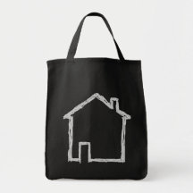 House Sketch. Grey and Black. Canvas Bags