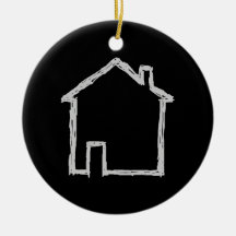 House Sketch. Grey and Black. Christmas Ornament