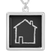 House Sketch. Grey and Black. Custom Jewelry