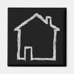 House Sketch. Grey and Black. Fridge Magnets
