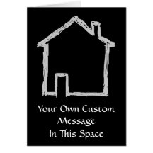 House Sketch. Grey and Black. Greeting Card