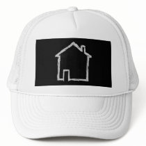 House Sketch. Grey and Black. Trucker Hat