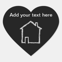 House Sketch. Grey and Black. Heart Stickers
