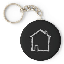 House Sketch. Grey and Black. Keychain