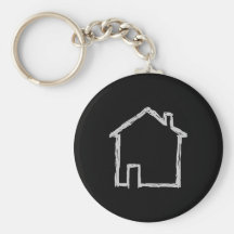 House Sketch. Grey and Black. Keychain