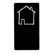 House Sketch. Grey and Black. Personalized Shipping Label
