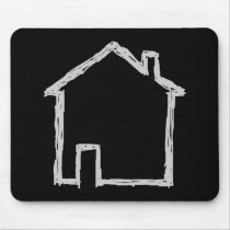House Sketch. Grey and Black. Mouse Pad