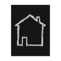 House Sketch. Grey and Black. Post Card