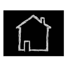House Sketch. Grey and Black. Postcards