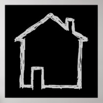 House Sketch. Grey and Black. Posters