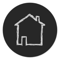 House Sketch. Grey and Black. Round Stickers