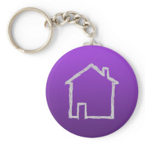 House Sketch. Grey and Purple. Key Chain