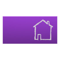House Sketch. Grey and Purple. Photo Card