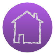House Sketch. Grey and Purple. Sticker