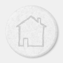 House Sketch. Grey. Fridge Magnets